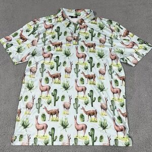 Green Side Golf Short Sleeve Men's Polo Shirt XL Cactus Camel Desert Stretchy